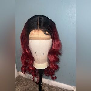 Burgundy synthetic bodywave hair